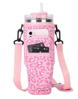 Shoulder Strap Water Bottle Holder Pouch Adjustable Multi Pockets Water Cup Bags with Phone Pocket Non-slip for 40oz Cup