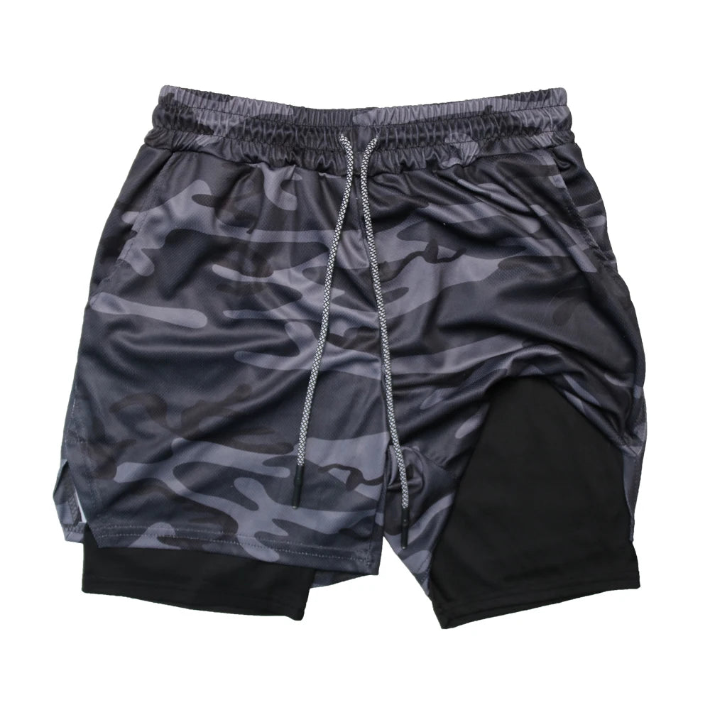 2023 Men Sport Shorts Sportswear Double-deck Running Shorts 2 In 1 Beach Bottoms Summer Gym Fitness Training Jogging Short Pants