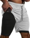 Men Sport Shorts Sportswear Double-deck Running Shorts 2 In 1 Beach Bottoms Summer Gym Fitness Training Jogging Short Pants Men