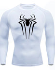 Spider Print Long Sleeve Compression Shirts for Men Gym Workout Rash Guard Undershirts Baselayers Athletic Quick Dry Tees Tops