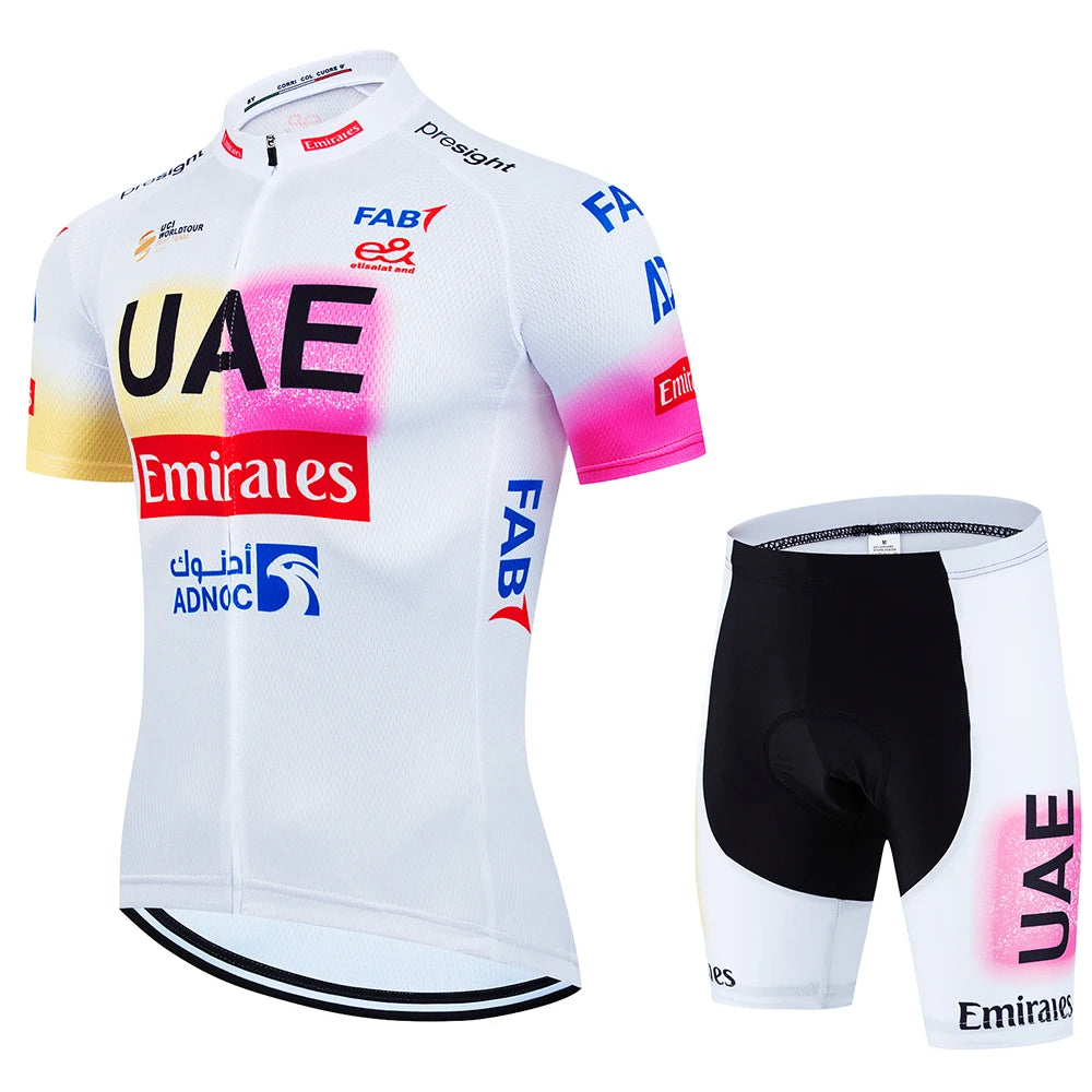 2025 UAE Cycling Jersey Set MTB Uniform Bike Clothing Summer Breathable Bicycle Shirt Ropa Ciclismo Bib Pants Maillot Ciclismo