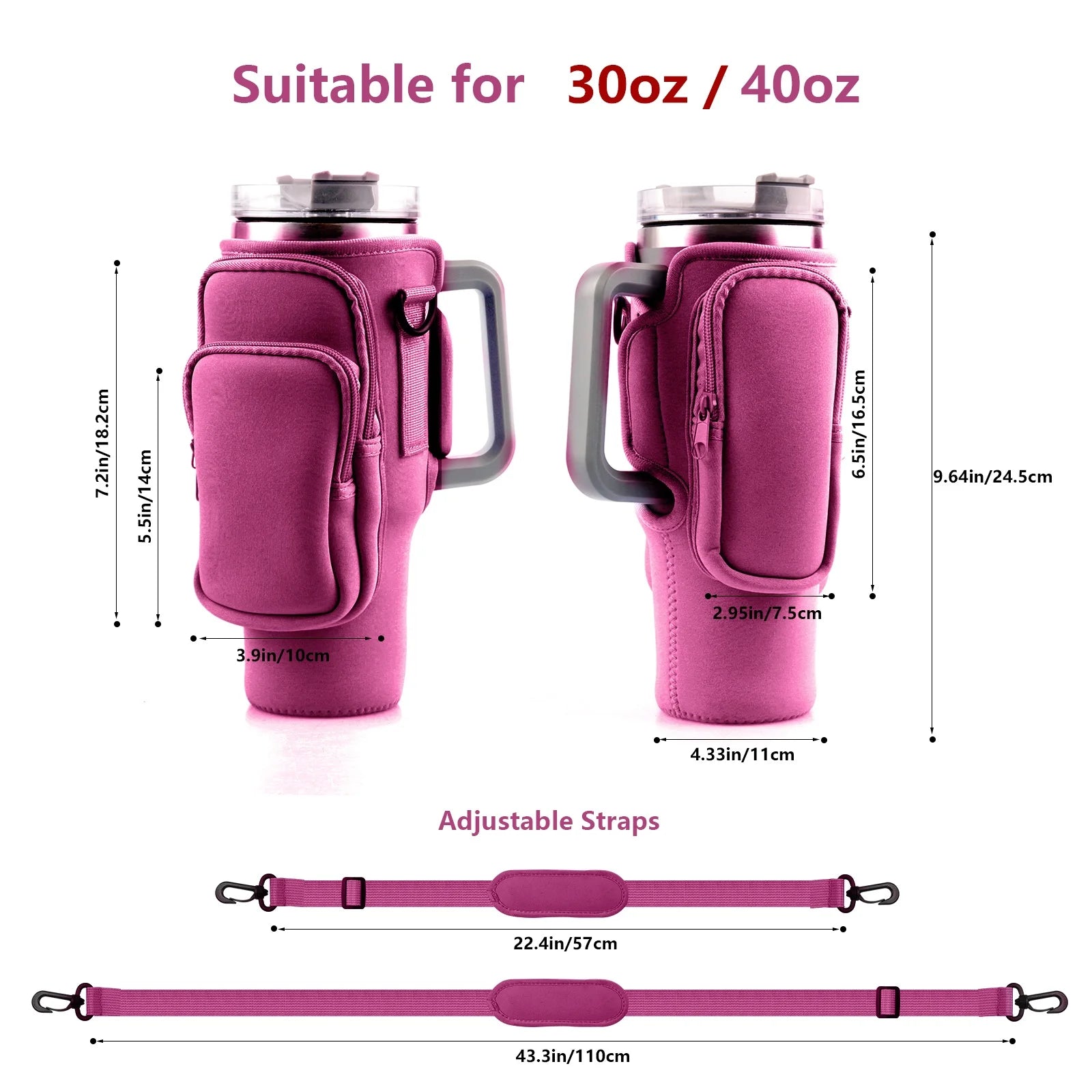 1pc Crossbody Bag Insulated Water Bottle Cover Sleeve for Stanley Cup Anti-fall 30oz/40oz Tumbler Protective Carrier Pouch Strap