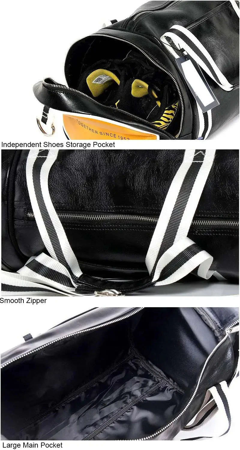 Sport Gym Bag for Women Men Shoulder Bags with Shoes Storage Pocket Fitness Training Waterproof Leather Travel Bag Handbag Daily