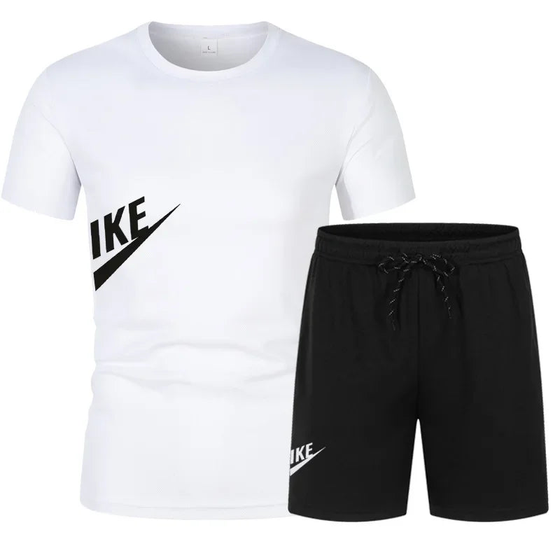 2025 Men's summer T-shirt and shorts set men's breathable sportswear set casual and fashionable short-sleeved T-shirt set