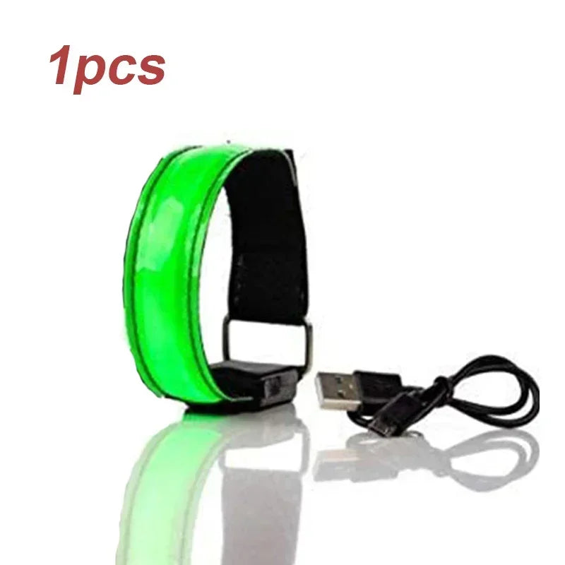 Outdoor Sports Night Running Armband LED Lamp USB Rechargeable Safety Belt Arm Leg Warning Wristband Cycling Bike Bicycle Light