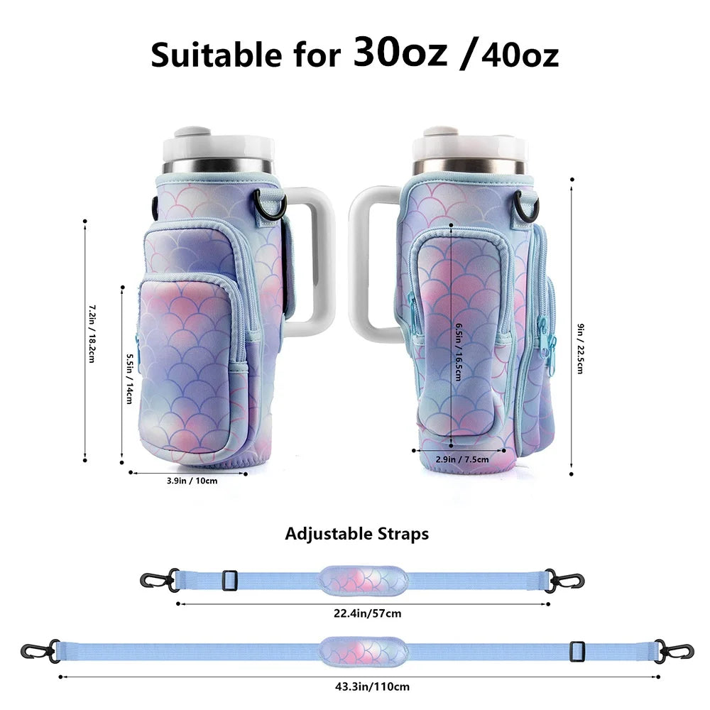 1pc Crossbody Bag Insulated Water Bottle Cover Sleeve for Stanley Cup Anti-fall 30oz/40oz Tumbler Protective Carrier Pouch Strap