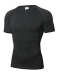 Sports T-shirt men's quick drying short sleeved sports T-shirt top gym fitness tight fitting shirt training running T-shirt men'