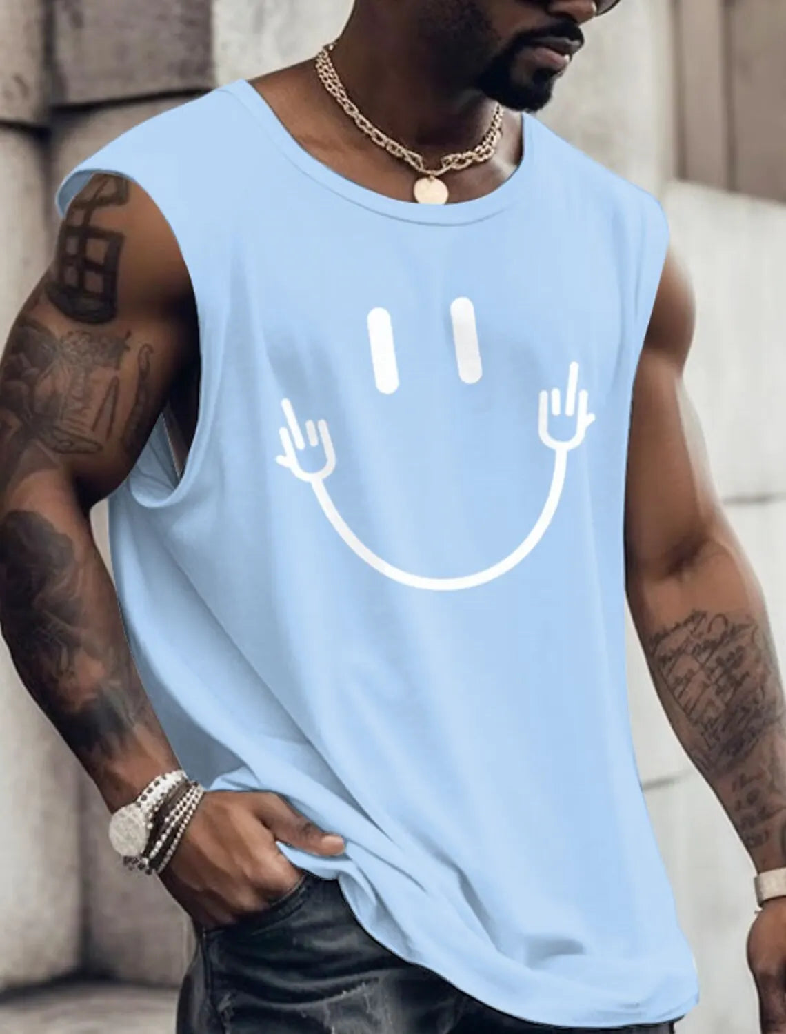 3D Creative Retro Print Outdoor T Shirt Sports Style Casual Breathable Crew Neck Four Seasons Fitness Adult Men's Tank Top
