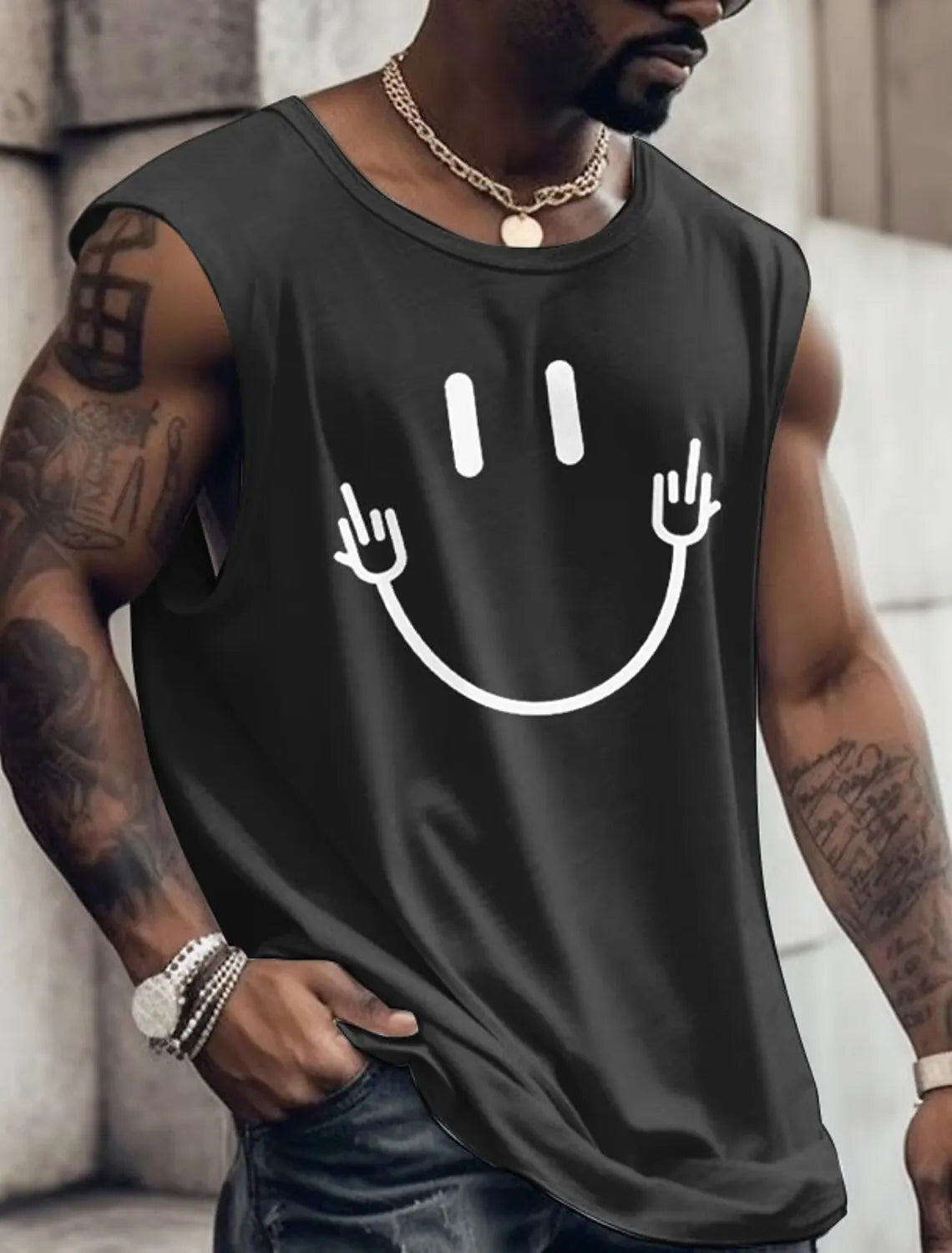 3D Creative Retro Print Outdoor T Shirt Sports Style Casual Breathable Crew Neck Four Seasons Fitness Adult Men's Tank Top