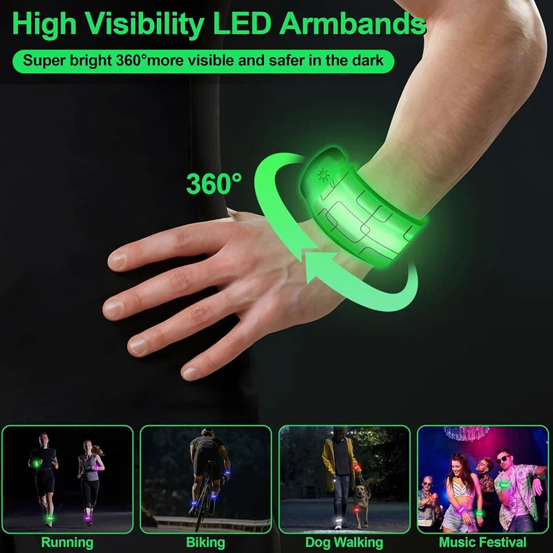 Night Running Armband LED Light Band Cycling Safety Armband Outdoor Sports Safety Arm Belt Leg Warning Rechargeable Wristband