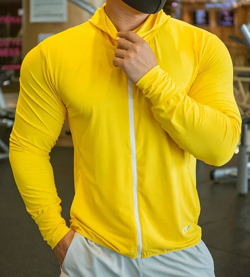 Mens Fitness Tracksuit Running Sport Hoodie Gym Joggers Hooded Outdoor Workout Shirts Tops Clothing Muscle Training Sweatshirt