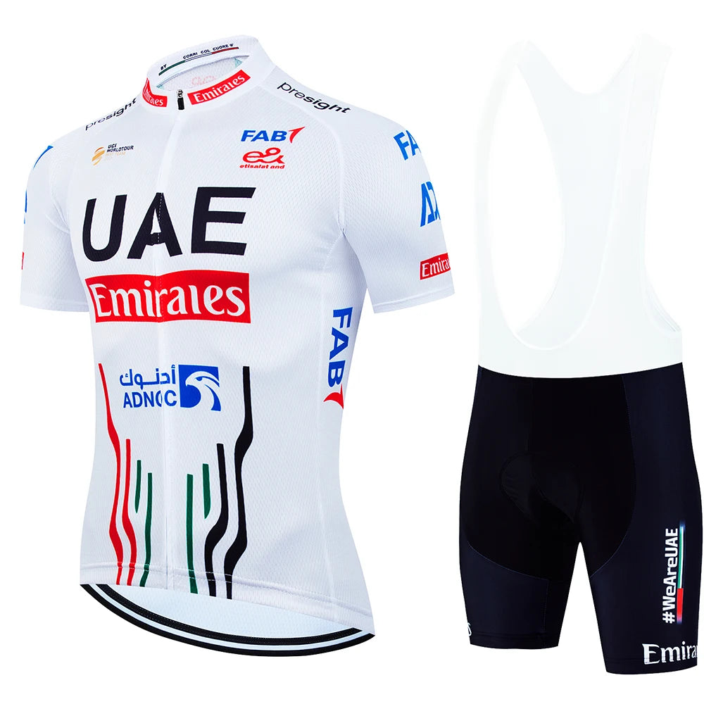2025 UAE Cycling Jersey Set MTB Uniform Bike Clothing Summer Breathable Bicycle Shirt Ropa Ciclismo Bib Pants Maillot Ciclismo