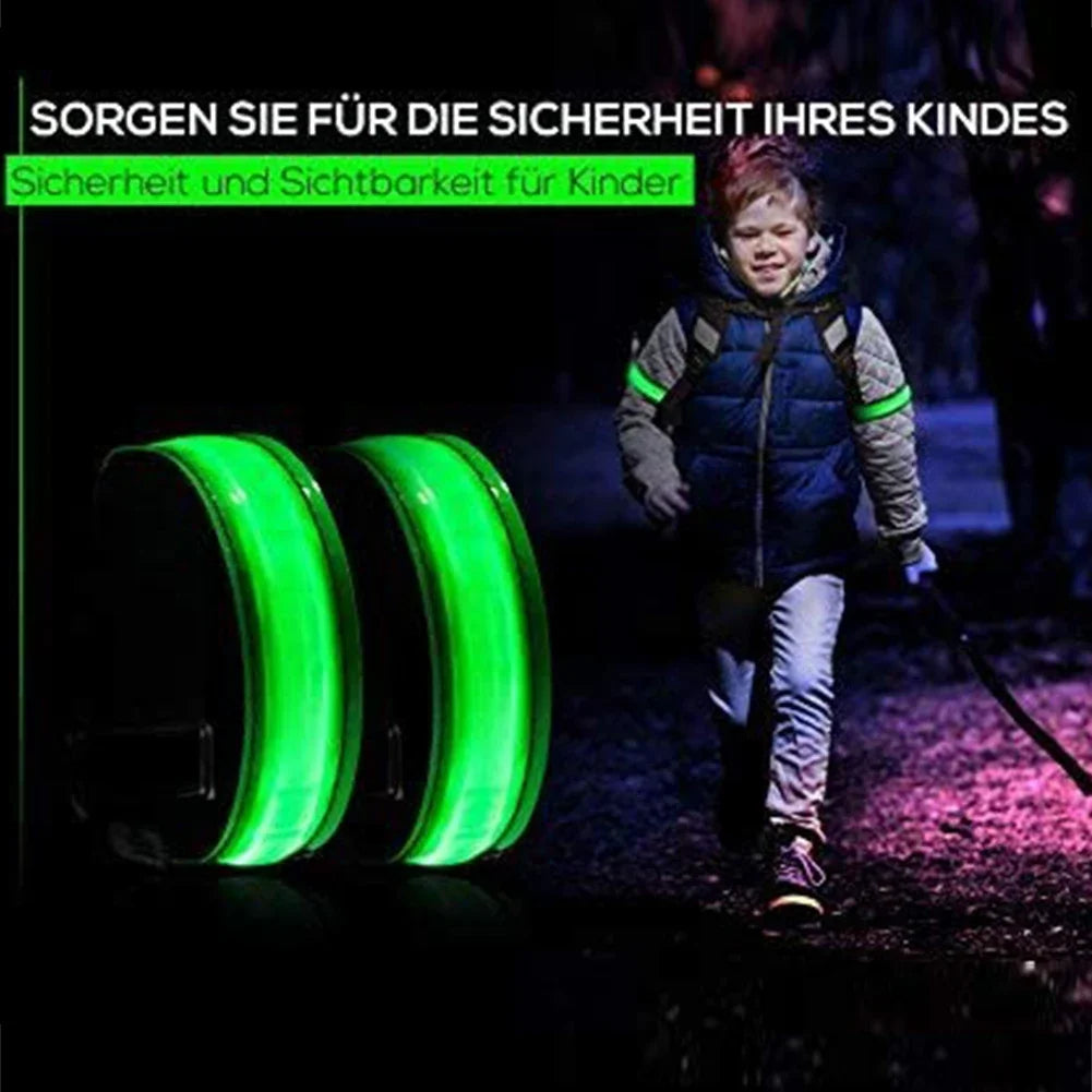 Outdoor Sports Night Running Armband LED Lamp USB Rechargeable Safety Belt Arm Leg Warning Wristband Cycling Bike Bicycle Light