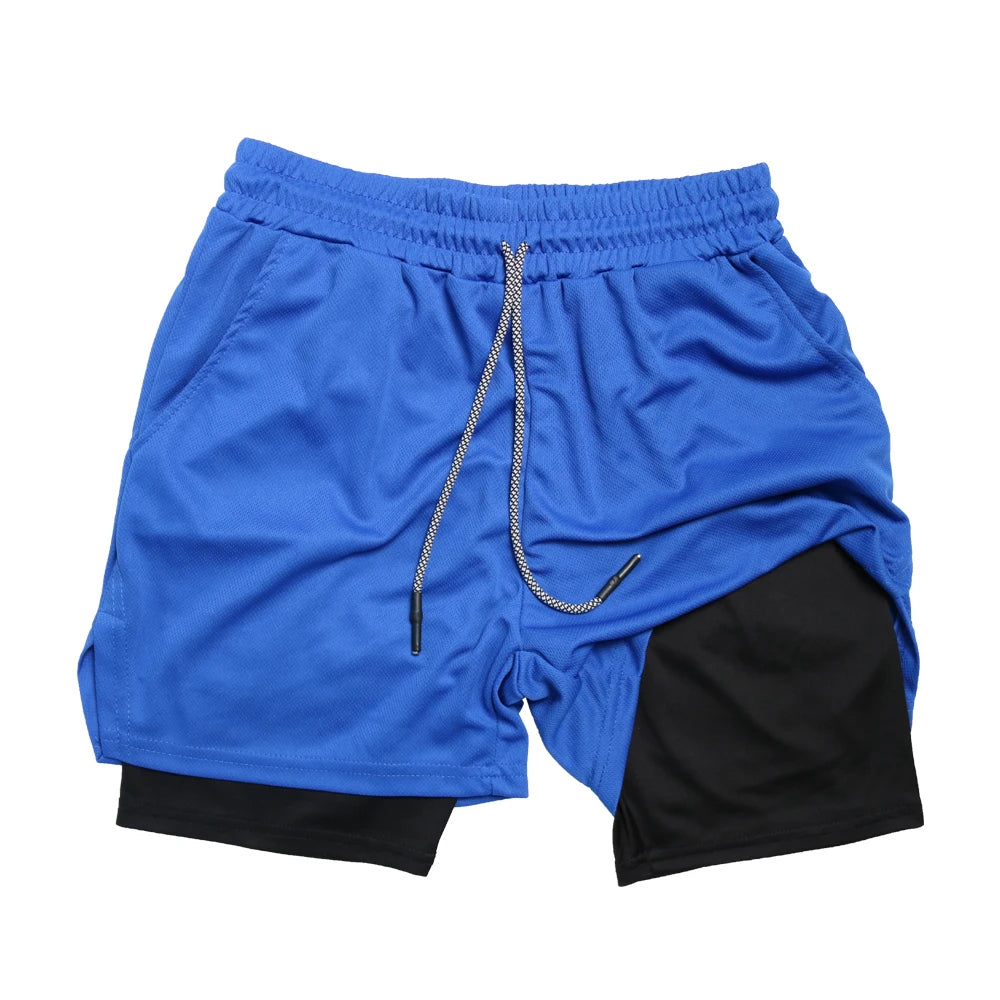 2023 Men Sport Shorts Sportswear Double-deck Running Shorts 2 In 1 Beach Bottoms Summer Gym Fitness Training Jogging Short Pants