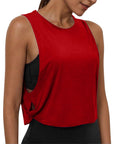 Ladies' Fashion Round Neck Yoga Wear Sleeveless Athletic Vest Casual Top Pure Color Loose Comfy Lightweight Short Top