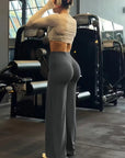 Yoga Sports Women's Leggings High Waist Hip Lifting Gym Workout Wide Leg Leggings Naked Feel Pilates Running Sports Trousers