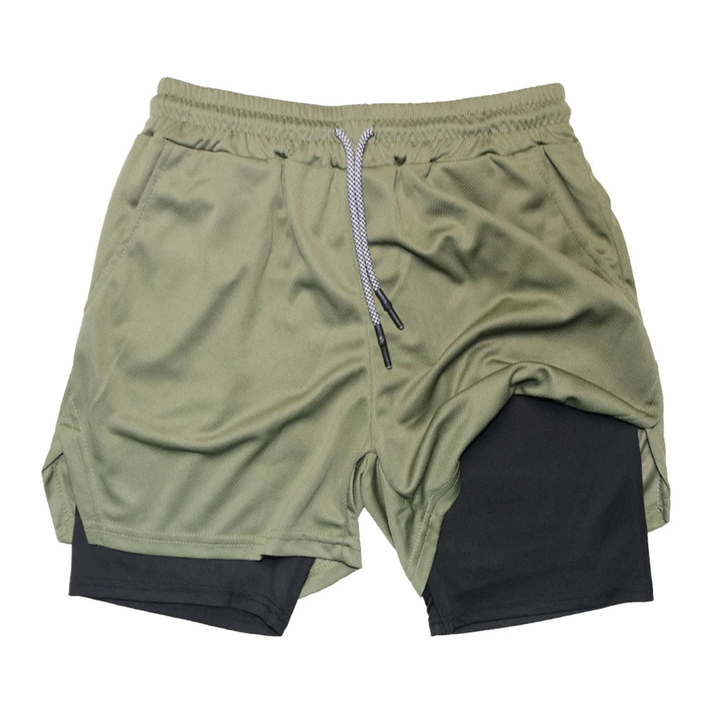 2023 Men Sport Shorts Sportswear Double-deck Running Shorts 2 In 1 Beach Bottoms Summer Gym Fitness Training Jogging Short Pants