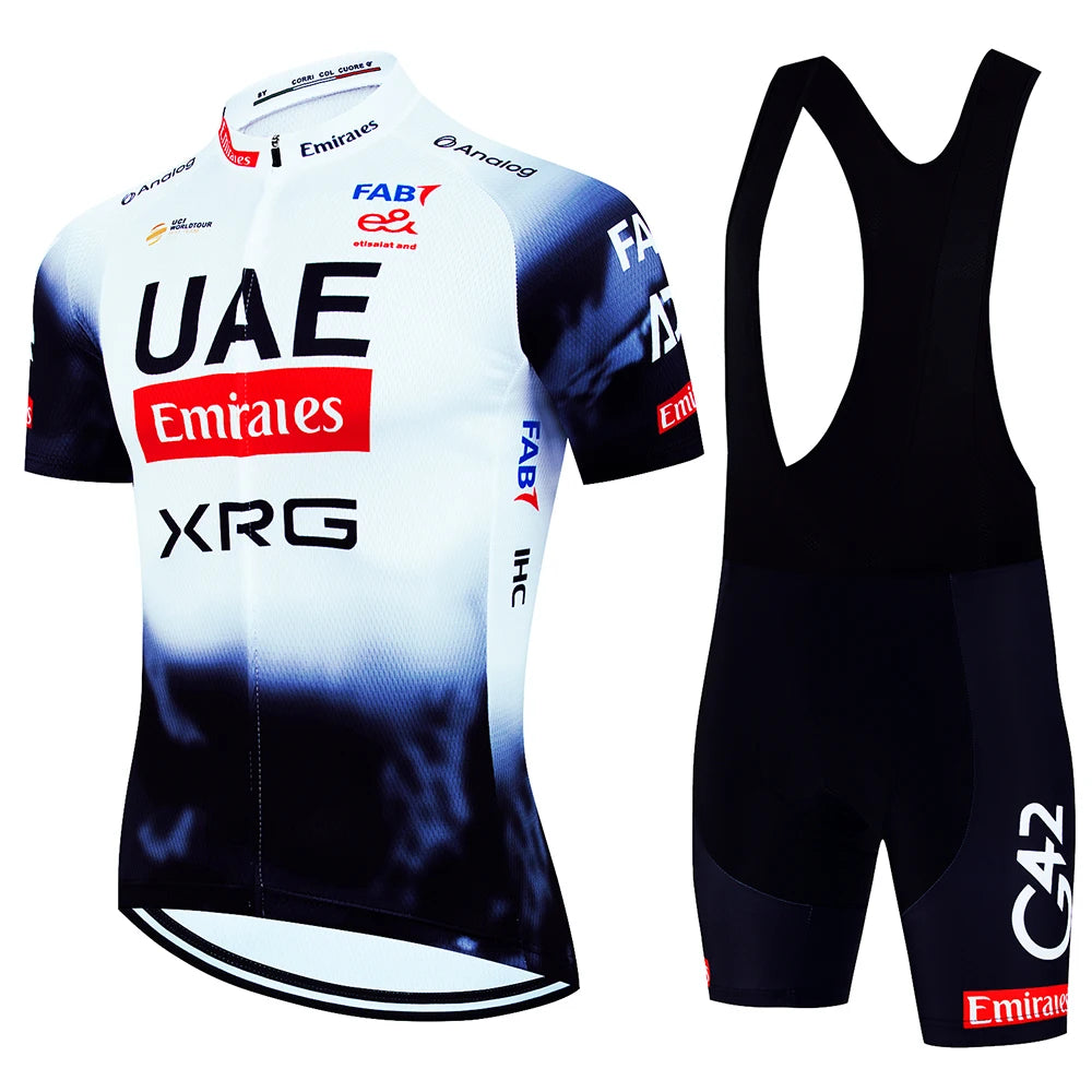 2025 UAE Cycling Jersey Set MTB Uniform Bike Clothing Summer Breathable Bicycle Shirt Ropa Ciclismo Bib Pants Maillot Ciclismo