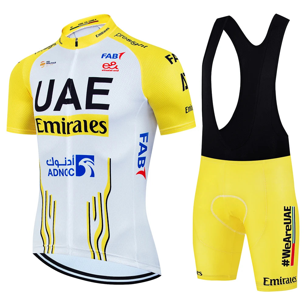 2025 UAE Cycling Jersey Set MTB Uniform Bike Clothing Summer Breathable Bicycle Shirt Ropa Ciclismo Bib Pants Maillot Ciclismo