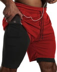 Men Sport Shorts Sportswear Double-deck Running Shorts 2 In 1 Beach Bottoms Summer Gym Fitness Training Jogging Short Pants Men