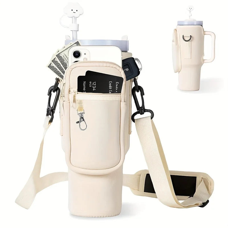 1/2/4 Piece 40oz Water Bottle Carrier Bag Pouch Cover for Thermos Water Bottle Holder Adjustable Shoulder Strap Mug Cover