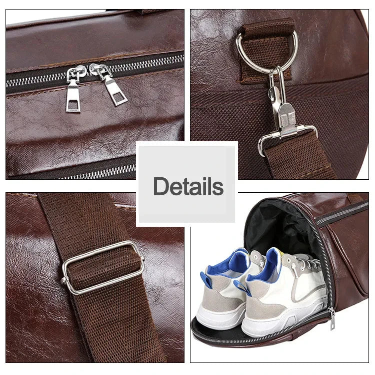 Sport Gym Bag for Women Men Shoulder Bags with Shoes Storage Pocket Fitness Training Waterproof Leather Travel Bag Handbag Daily