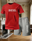 2026New Trendy Business Summer Men's Sports Set Casual Fitness Jogging Basketball Fashion Short Sleeve T-shirt + Shorts 2 Sets