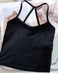 Women's Yoga Sports Fitness Vest, Pilates Running Bra, Thin Belt, Professional Training Underwear, Chest Mat, Fitness Gear