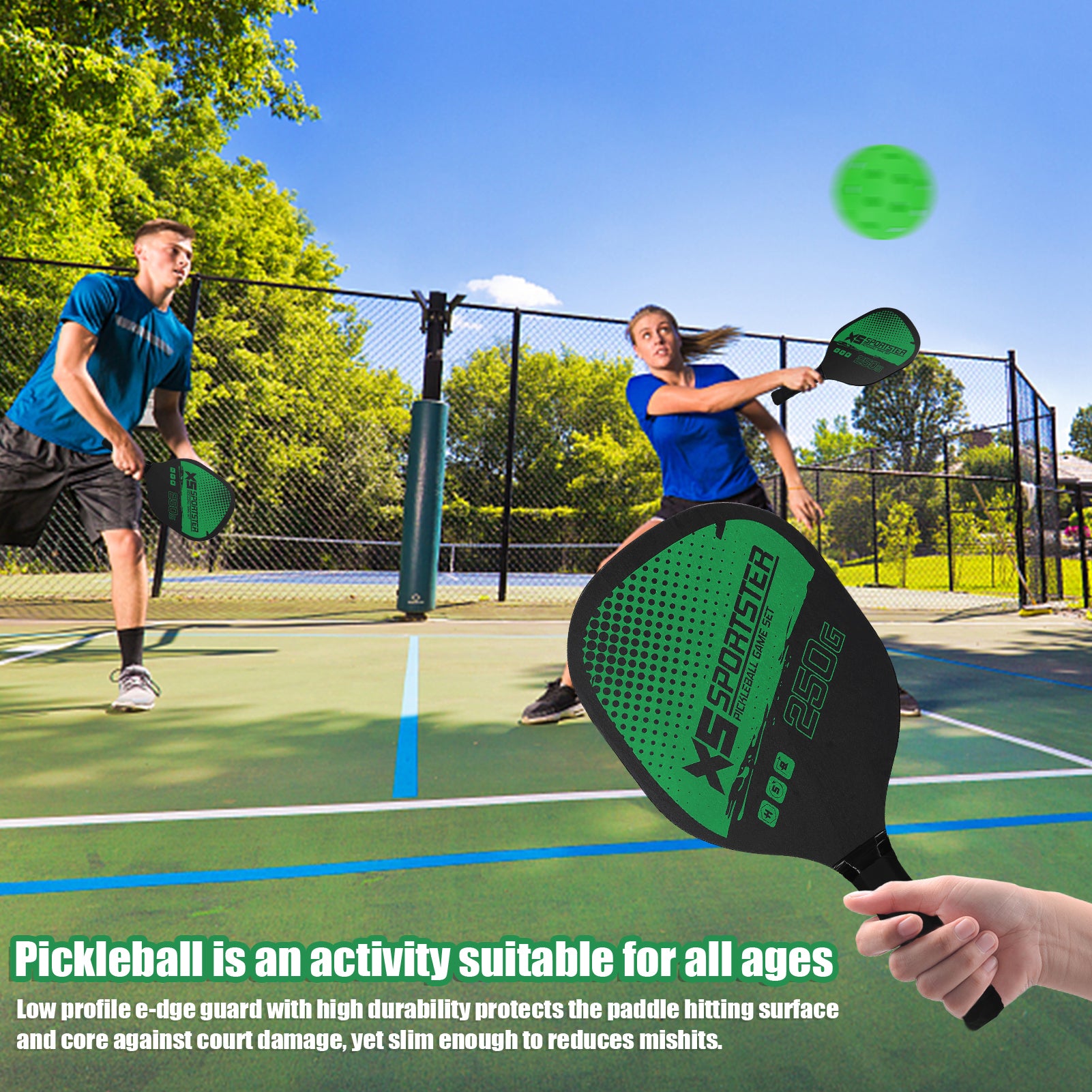 Pickleball Rackets Set Pickleball Paddle Set of 2 Rackets &amp; 4 Pickleballs Balls Pickle-Ball Racquet with Balls Sports Accessory