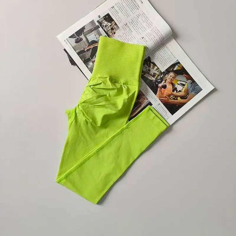 Seamless Sport Yoga High Waist Pants Leggings Sport See Through Yoga Gym Running Quick Dry Pants Scrunch Butt Pants