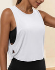 Ladies' Fashion Round Neck Yoga Wear Sleeveless Athletic Vest Casual Top Pure Color Loose Comfy Lightweight Short Top
