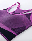 Women Breathable Sports Bra Absorb Sweat Shockproof Padded Gym Running Fitness Double Layer Seamless Yoga Sports Bra Underwear