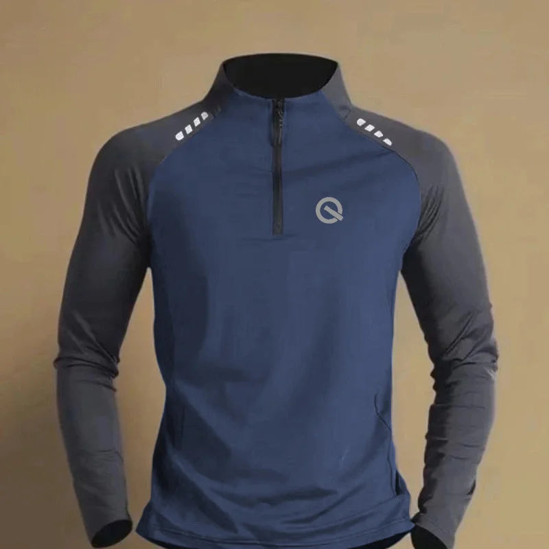 Men's Qui Dry Running Fitn Sportswear Long Sve T-irt f Zipper Athletics Jaet Outdoor Cam Travel Gear