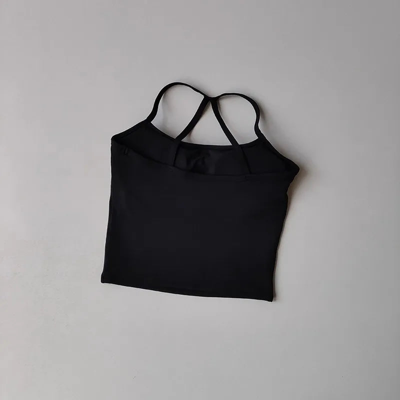 Women's Yoga Sports Fitness Vest, Pilates Running Bra, Thin Belt, Professional Training Underwear, Chest Mat, Fitness Gear