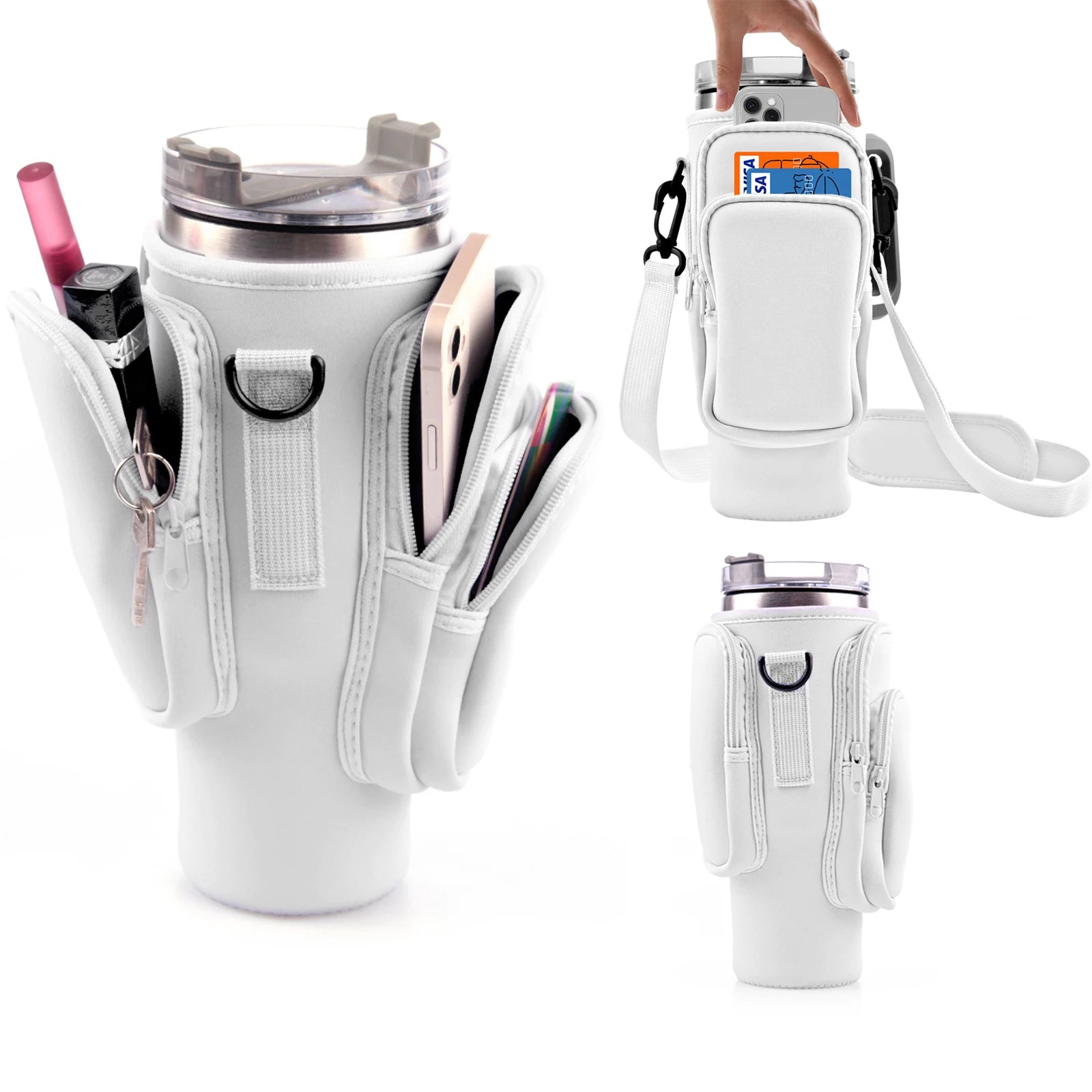 1pc Crossbody Bag Insulated Water Bottle Cover Sleeve for Stanley Cup Anti-fall 30oz/40oz Tumbler Protective Carrier Pouch Strap