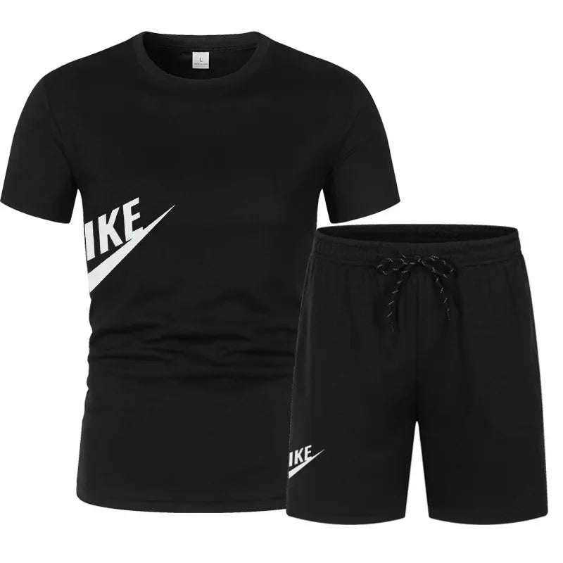 2025 Men's summer T-shirt and shorts set men's breathable sportswear set casual and fashionable short-sleeved T-shirt set