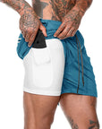 Men Sport Shorts  Sportswear Double-deck Running Shorts 2 In 1 Beach Bottoms Summer Gym Fitness Training Jogging Short Pants Men