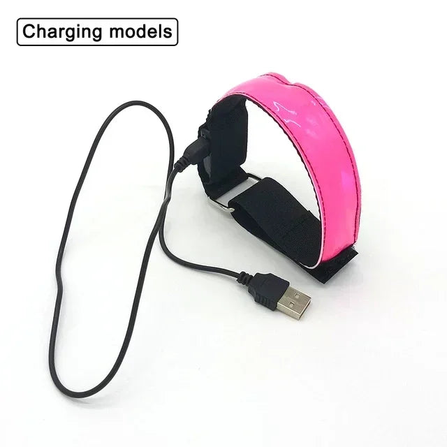 Outdoor Sports Night Running Armband LED Lamp USB Rechargeable Safety Belt Arm Leg Warning Wristband Cycling Bike Bicycle Light