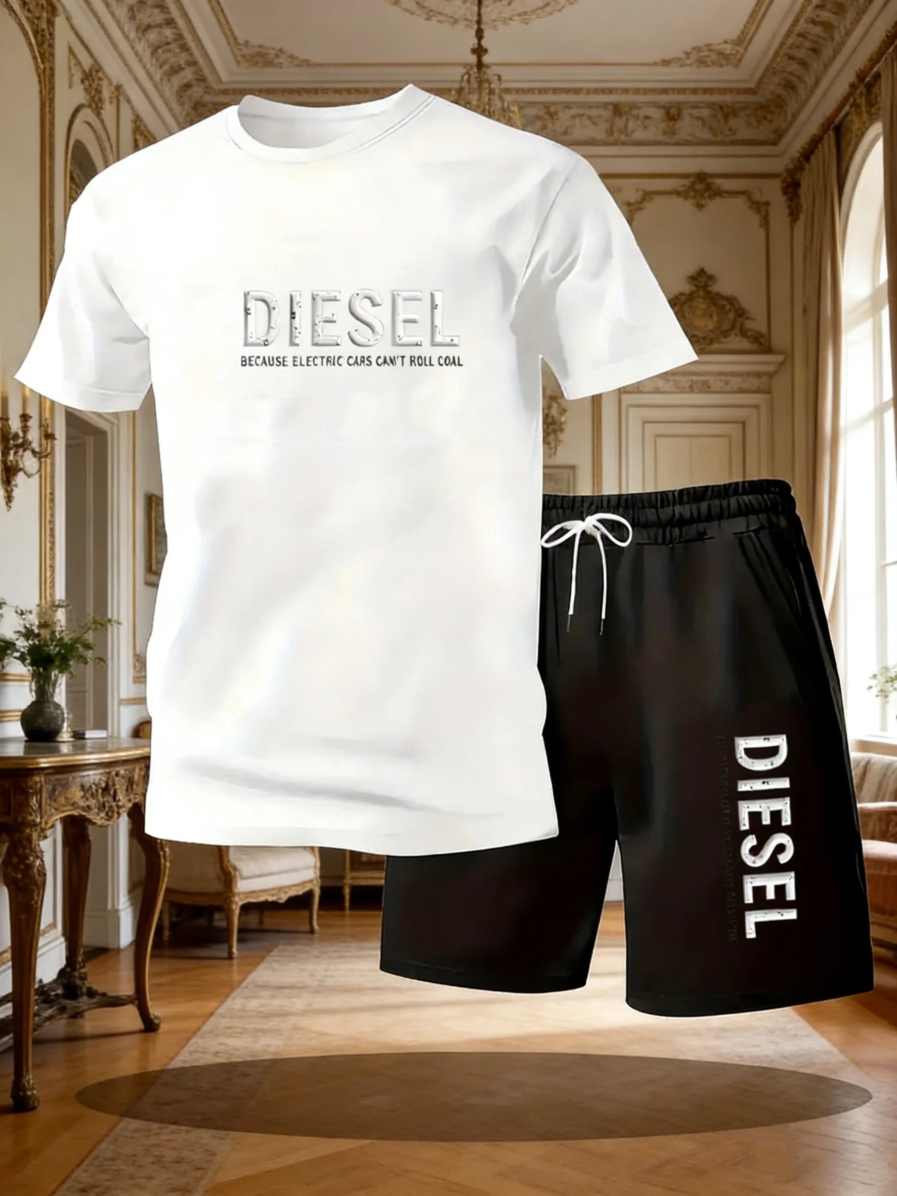 2026New Trendy Business Summer Men's Sports Set Casual Fitness Jogging Basketball Fashion Short Sleeve T-shirt + Shorts 2 Sets