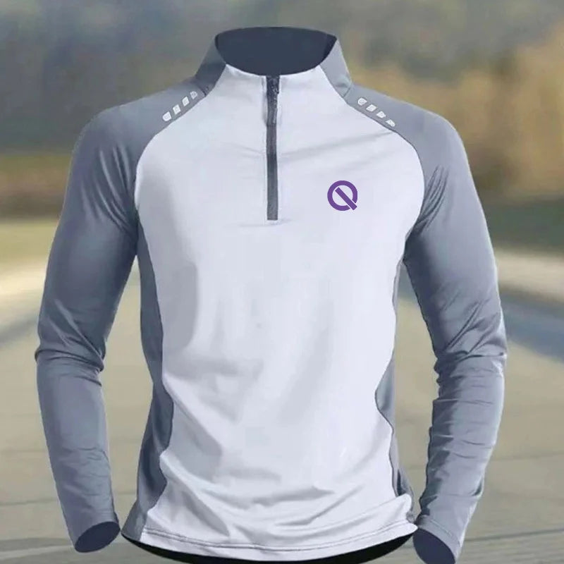 Men's Qui Dry Running Fitn Sportswear Long Sve T-irt f Zipper Athletics Jaet Outdoor Cam Travel Gear
