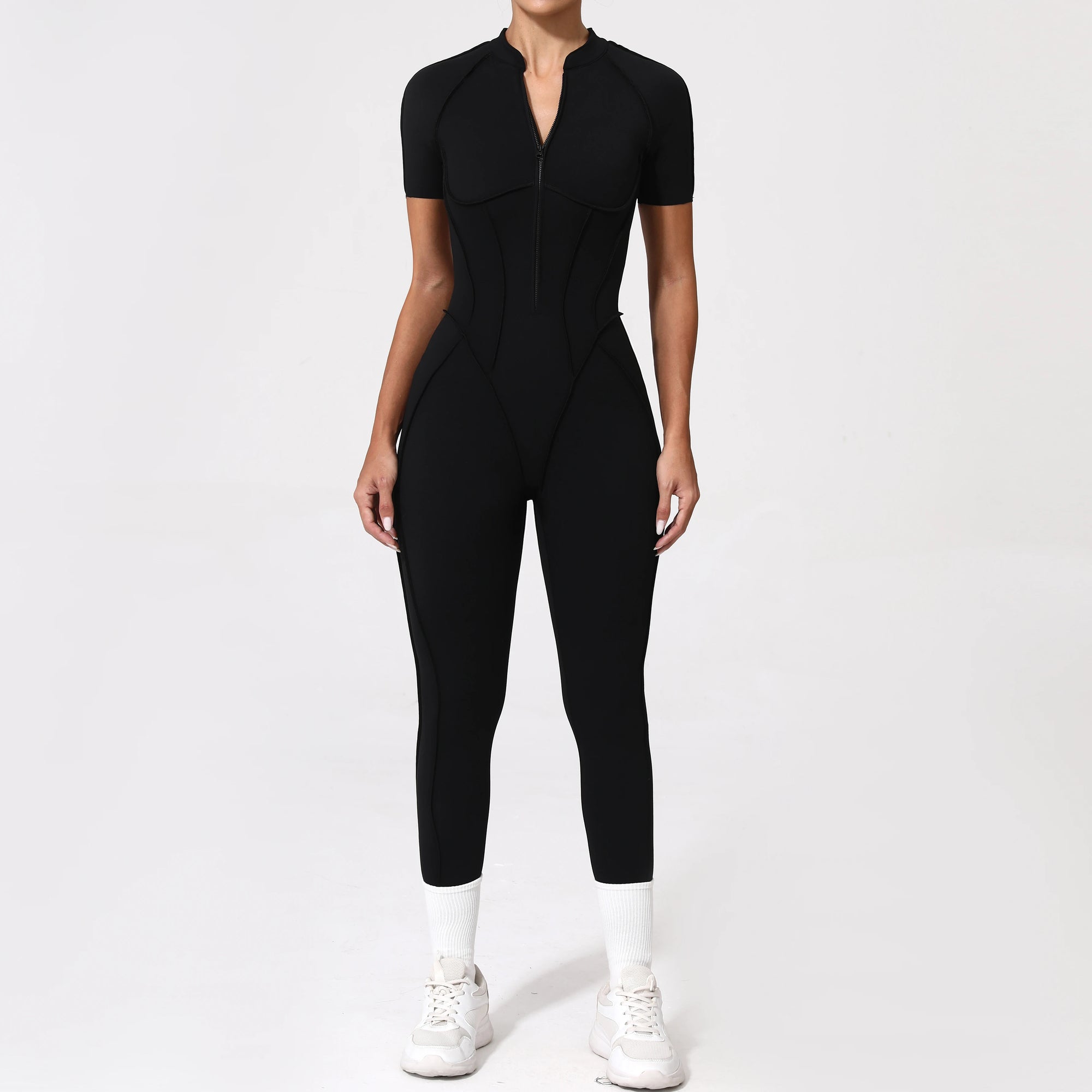 With Zipper Hollow Back Yoga Jumpsuit Sportswear Women Gym Clothes Running Fitness Yoga Backless Bodysuit