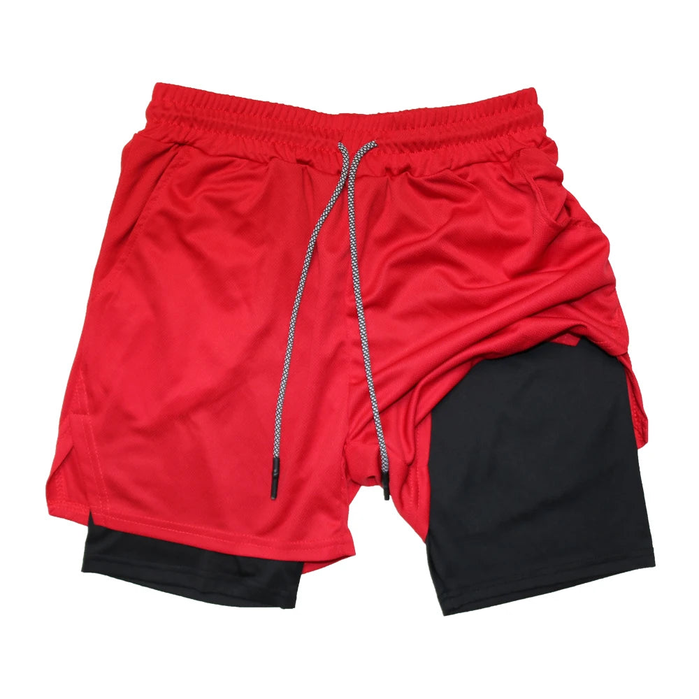 2023 Men Sport Shorts Sportswear Double-deck Running Shorts 2 In 1 Beach Bottoms Summer Gym Fitness Training Jogging Short Pants