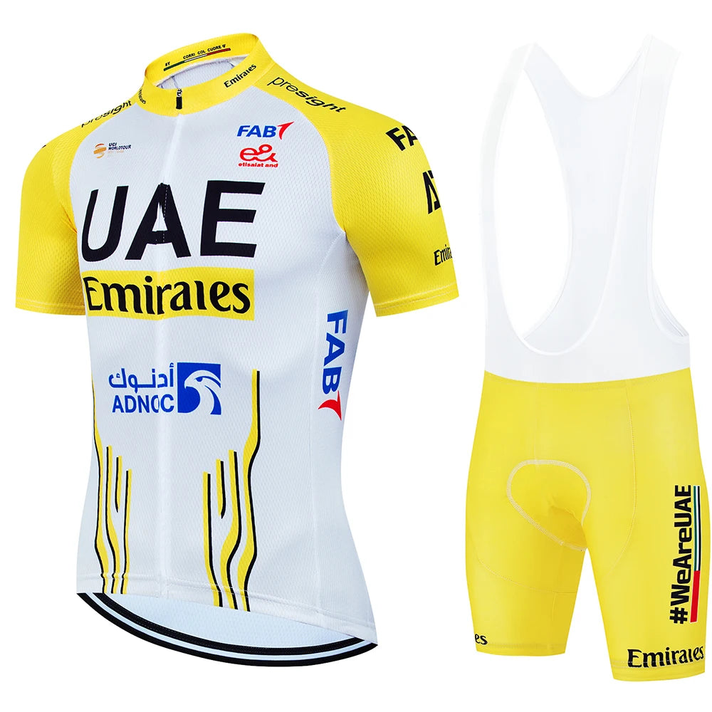 2025 UAE Cycling Jersey Set MTB Uniform Bike Clothing Summer Breathable Bicycle Shirt Ropa Ciclismo Bib Pants Maillot Ciclismo