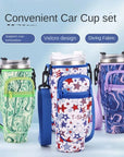 Shoulder Strap Water Bottle Holder Pouch Adjustable Multi Pockets Water Cup Bags with Phone Pocket Non-slip for 40oz Cup