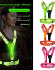 LED Reflective Vest Light Up Running Vest Adjustable Straps Cycling Safety Vest USB Rechargeable 3 Light Modes for Night Running