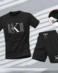 "2025 Men's Breathable sports pattern Printed T-shirt Casual Fashion short-sleeved T-shirt Summer streetwear top Two-piece set.