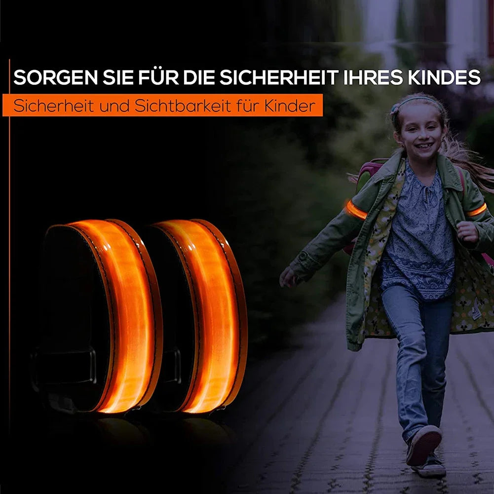 Outdoor Sports Night Running Armband LED Lamp USB Rechargeable Safety Belt Arm Leg Warning Wristband Cycling Bike Bicycle Light
