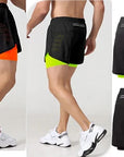 Men Sport Shorts  Sportswear Double-deck Running Shorts 2 In 1 Beach Bottoms Summer Gym Fitness Training Jogging Short Pants Men