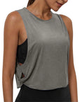 Ladies' Fashion Round Neck Yoga Wear Sleeveless Athletic Vest Casual Top Pure Color Loose Comfy Lightweight Short Top