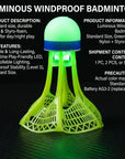 Glow-in-the-Dark LED Badminton Shuttlecocks (1/2/5 Packs): Windproof Design for Practice & Nighttime Play